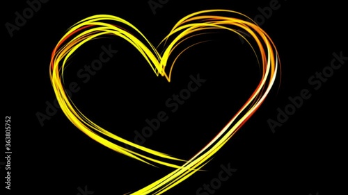 Love heart drawn with golden lines