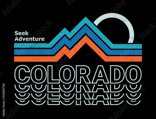 Retro colors, line style mountain illustration, Vector graphic for t shirt and other uses.