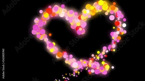 Love heart drawn with a set of colorful circles