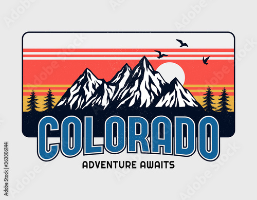 Mountain illustration, outdoor adventure . Vector graphic for t shirt and other uses.