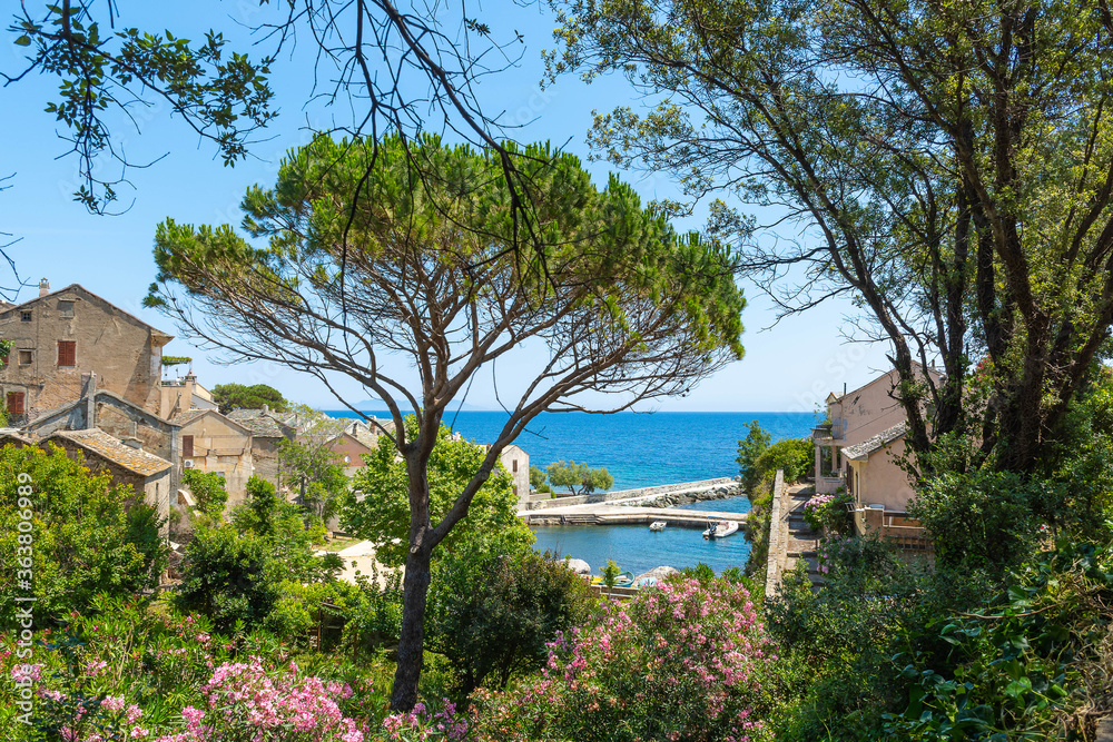 Porticciolo village in front of the sea in Corsica