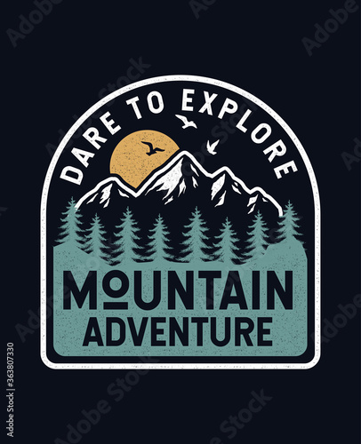 Mountain illustration, outdoor adventure . Vector graphic for t-shirt prints, posters and other uses