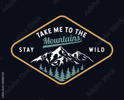 Mountain illustration, outdoor adventure . Vector graphic for t-shirt prints, posters and other uses