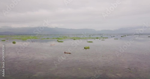 Landscape Of Loktak Lake, A Floating Lake In The World In Manipur, Northeast India.  - aerial drone photo