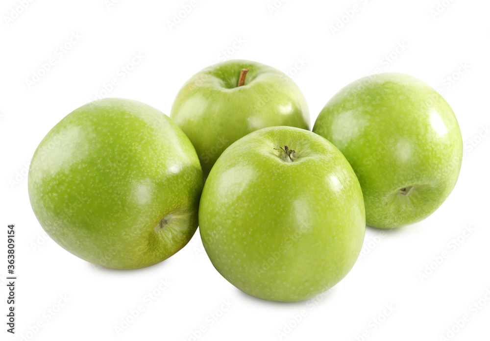 Fresh juicy green apples isolated on white Fresh juicy green apples isolated on white