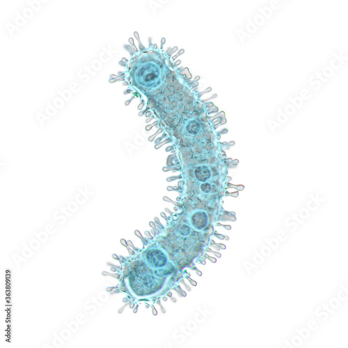 Alphabet made of virus isolated on white background. Symbol right parentheses. 3d rendering. Covid font, virus font, 3d