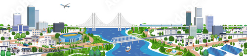 住宅やビルの街並みイラスト,3Dアートワーク