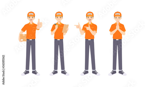 ollection of Delivery staff in uniform in many pose