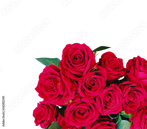 Bouquet of red roses on white background  for valentines festival