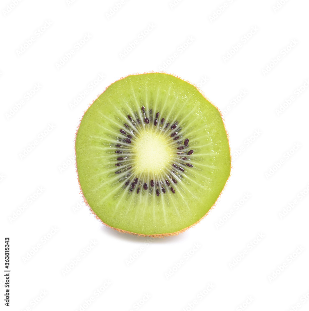 Single half of ripe juicy kiwi fruit isolated on white background Single half of ripe juicy kiwi fruit isolated on white background