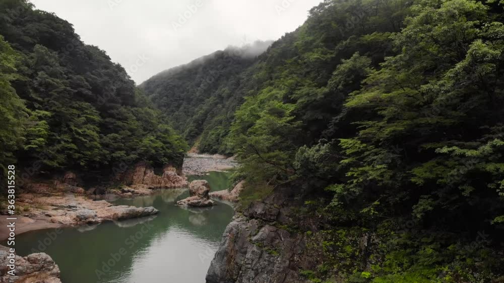 Flying Over The Lush Green Valley With Calm River On A Cloudy Day. - aerial slider Flying Over The Lush Green Valley With Calm River On A Cloudy Day. - aerial slider