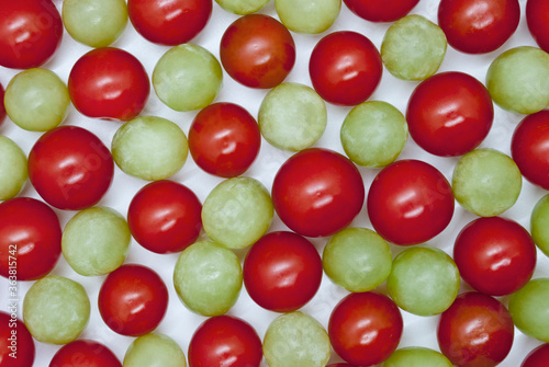Tomatoes and Grapes, mixed, close up