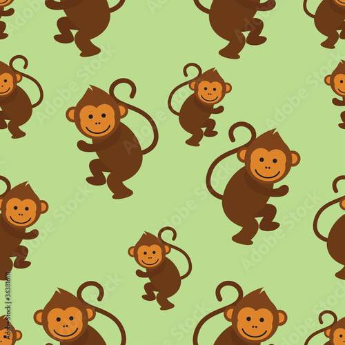 Fototapeta Naklejka Na Ścianę i Meble -  monkey ornament seamless pattern. vector illustration