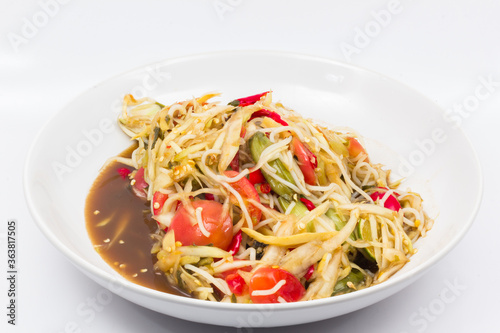 Papaya Salad on a white background photo