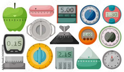 Kitchen timer vector cartoon set icon. Vector illustration oven stopwatch on white background. Isolated cartoon set icon kitchen timer.