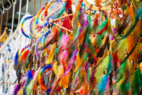 dream catcher : bird feather hanging mobile