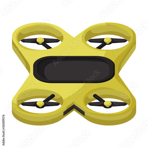 Drone cartoon vector icon.Cartoon vector illustration quadcopter. Isolated illustration of drone icon on white background.