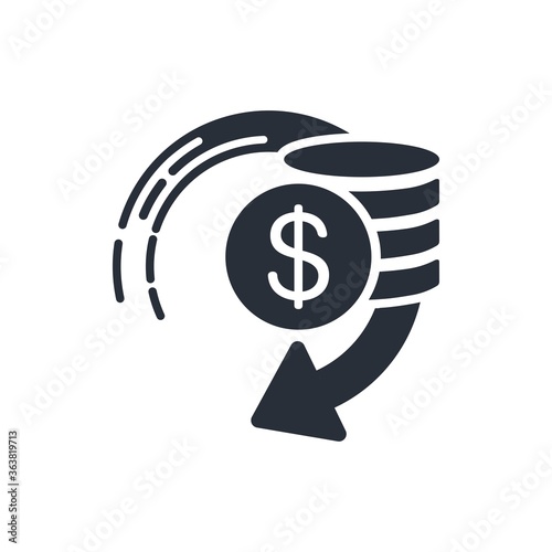 Financial income. Lower income. Vector icon isolated on white background.