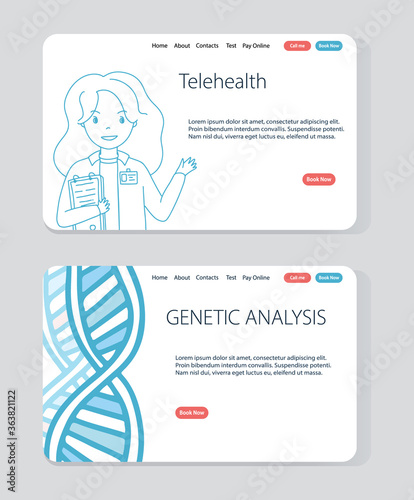 Vector website template for Online Consultation and Genetic Analysis services.