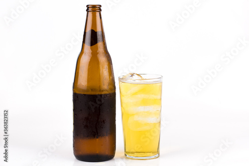 Beer glass with ice