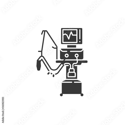 Medical ventilator glyph black icon. Artificial ventilation of the lungs concept. Sign for web page, mobile app. Vector isolated element.