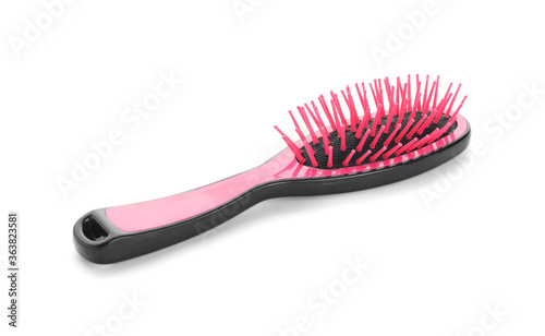 New modern hair brush isolated on white