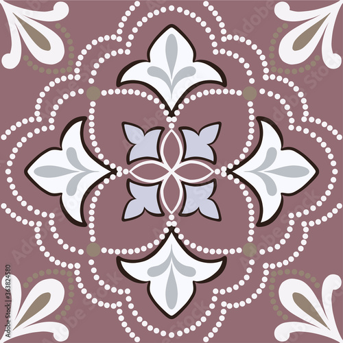 Hand drawn vector simple pattern element with ethnic motif in blue colors