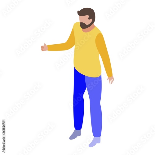 Hipster hitchhiking icon. Isometric of hipster hitchhiking vector icon for web design isolated on white background