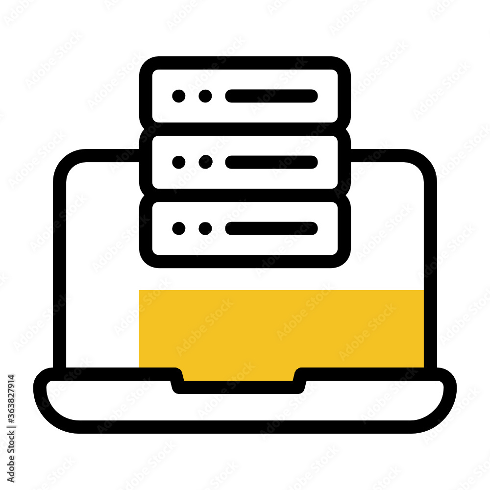 High speed Server laptop concept, database storage management vector color icon design, big data symbol on white background High speed Server laptop concept, database storage management vector color icon design, big data symbol on white background