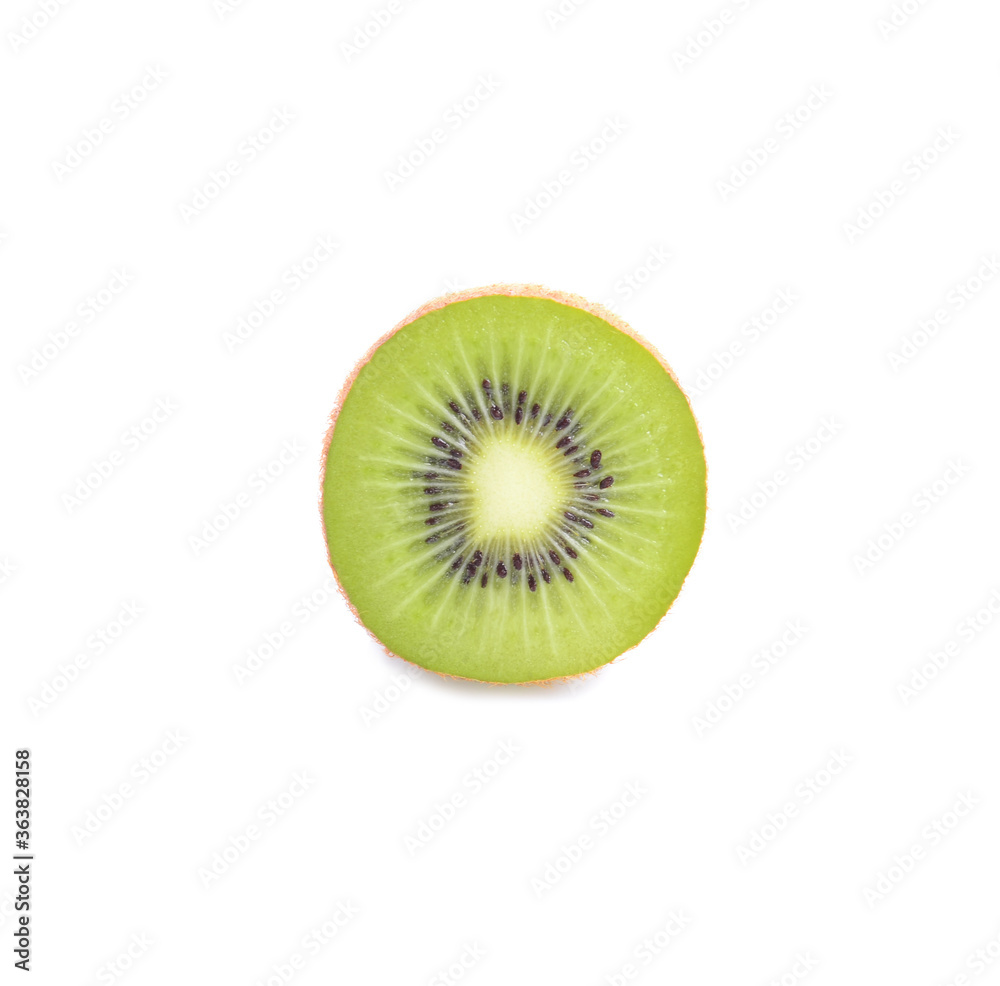 Single half of ripe juicy kiwi fruit isolated on white background Single half of ripe juicy kiwi fruit isolated on white background