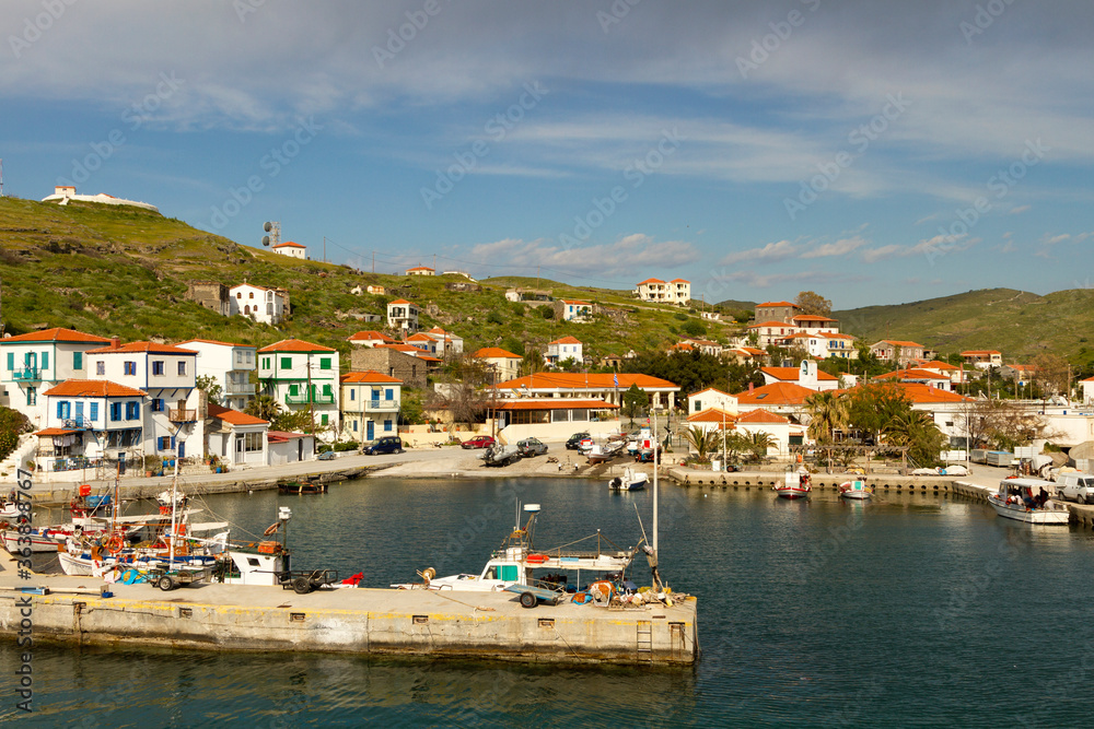 The port of the isolated island of Aghios Efstratios (Ai Stratis) in Northern Aegean, Greece.