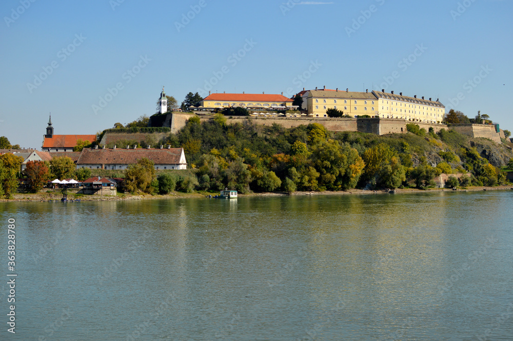 panoramic view of Petrovaradin Fortress in autumn colors, Petrovaradin, Serbia