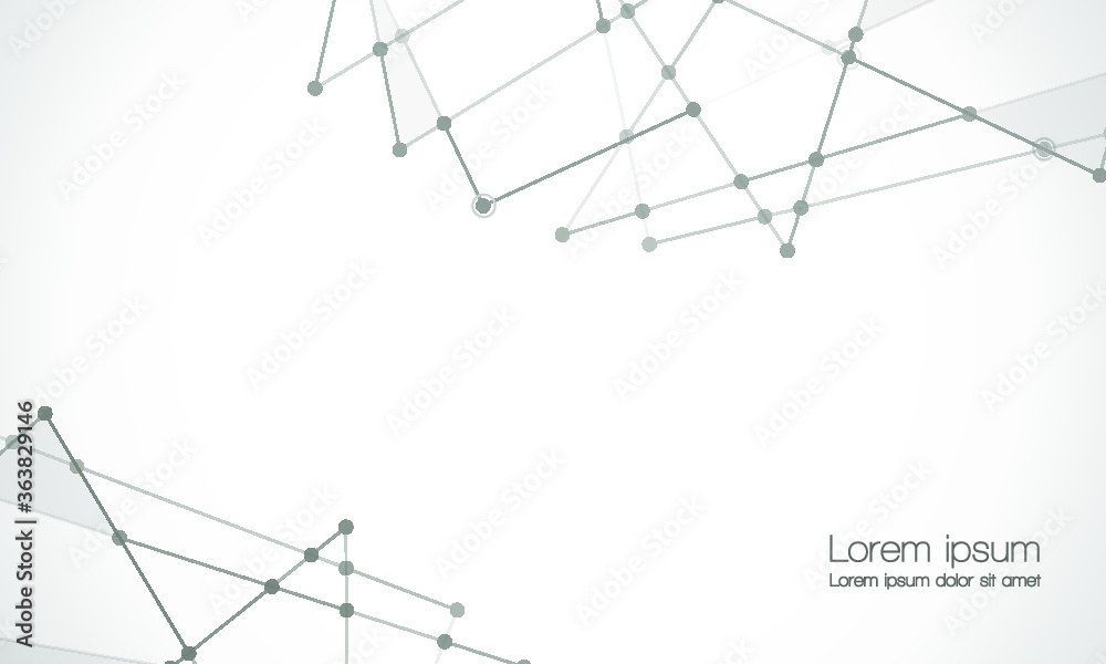 Abstract technology Network nodes, digital connection background with polygonal shapes on white Vector.  science technology, data structure, connected points, web.