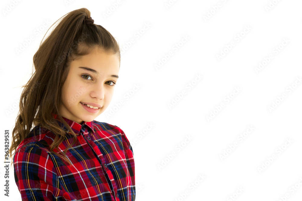 Portrait of a little girl close-up.Isolated on white background. Portrait of a little girl close-up.Isolated on white background.