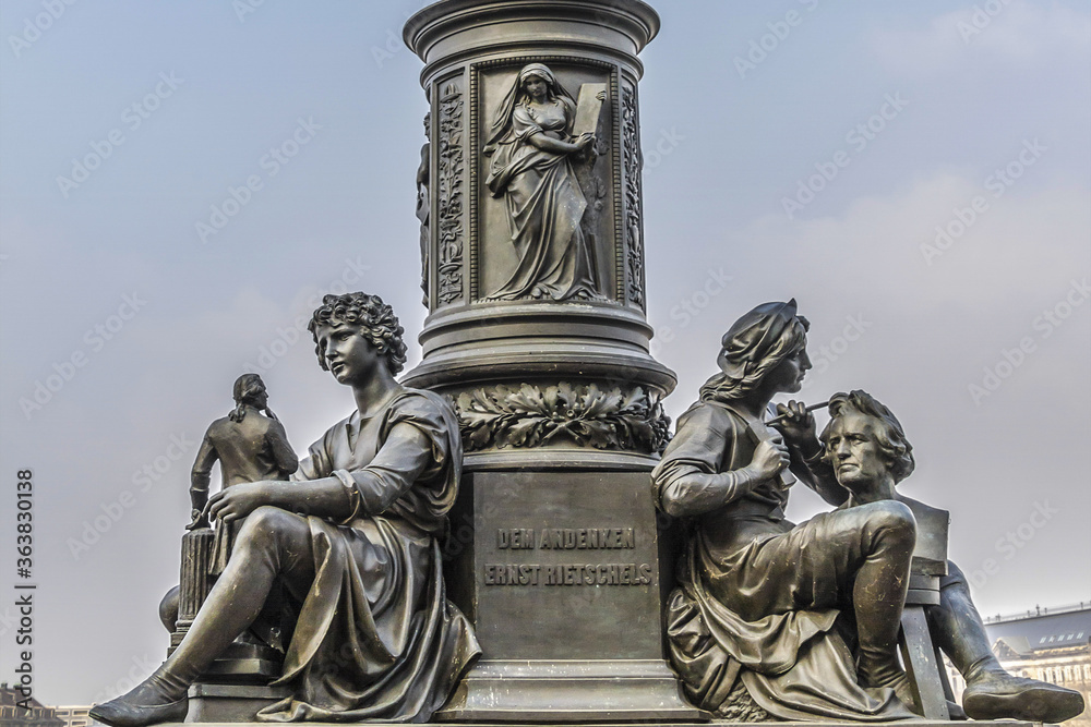 Statue of Ernst Friedrich August Rietschel (famous German sculptor) on the Bruhl Terrace in Dresden, Germany.