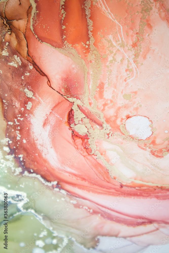Fototapeta premium Alcohol ink. Style incorporates the swirls of marble or the ripples of agate. Abstract painting, can be used as a trendy background for wallpapers, posters, cards, invitations, websites.