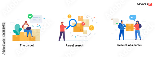 People use gadgets. set of icons, illustration. Smartphones tablets user interface online shopping.Flat illustration Icons infographics. Landing page site print poster.