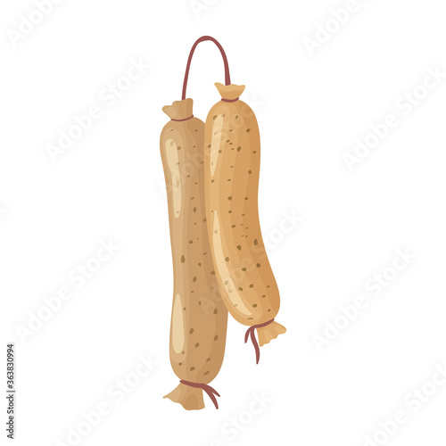 Sausage vector icon.Cartoon vector icon isolated on white background sausage.