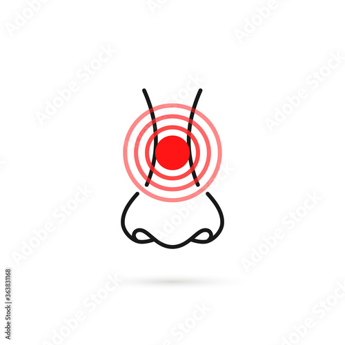 pain or allergy icon with thin line nose