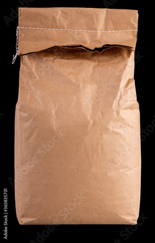 Blank brown paper bag for flour or grain packaging