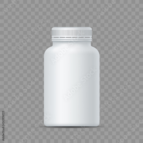 White plastic bottle for medicine pills and vitamin