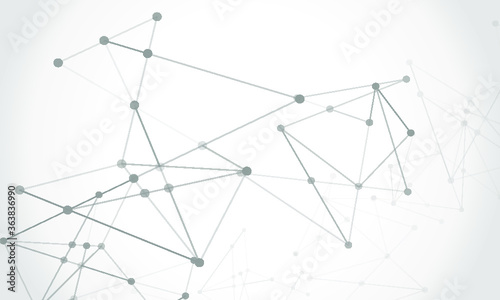 Abstract technology Network nodes, digital connection background with polygonal shapes on white Vector. science technology, data structure, connected points, web.