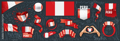 Vector set of the national flag of Peru in various creative designs