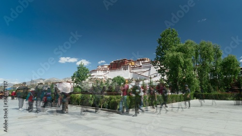 Time Lapse of The Potala Palace Dalai Lama Lhasa, people like ghosts