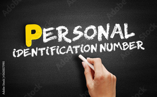 Personal Identification Number text on blackboard, business concept background