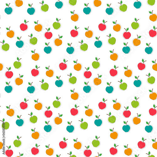 Fototapeta Naklejka Na Ścianę i Meble -  Colorful apples seamless vector pattern background