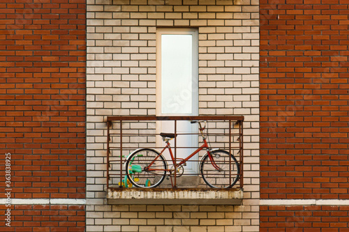 bicycle trapped on the balcony