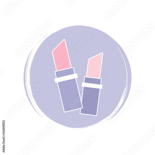 Lipstick icon logo vector illustration on circle with brush texture for social media story highlight