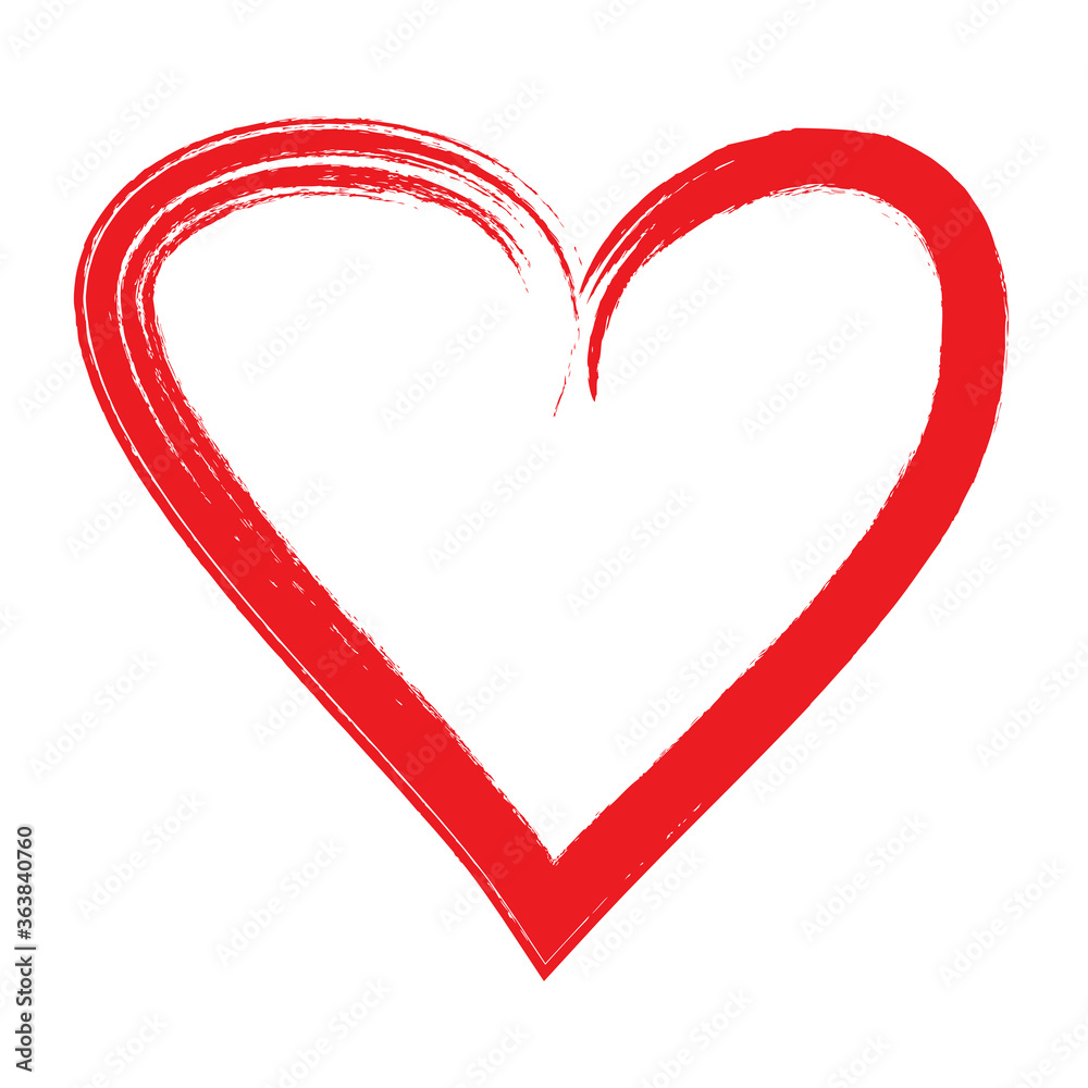 Red heart brush hand drawn icon isolated on white background. Red heart icon for love symbol,passion sign and Valentine's day. Dry brush painted heart.Creative beautiful art design,vector illustration Red heart brush hand drawn icon isolated on white background. Red heart icon for love symbol,passion sign and Valentine's day. Dry brush painted heart.Creative beautiful art design,vector illustration
