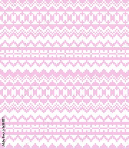 Pink Christmas fair isle pattern background for fashion textiles, knitwear and graphics